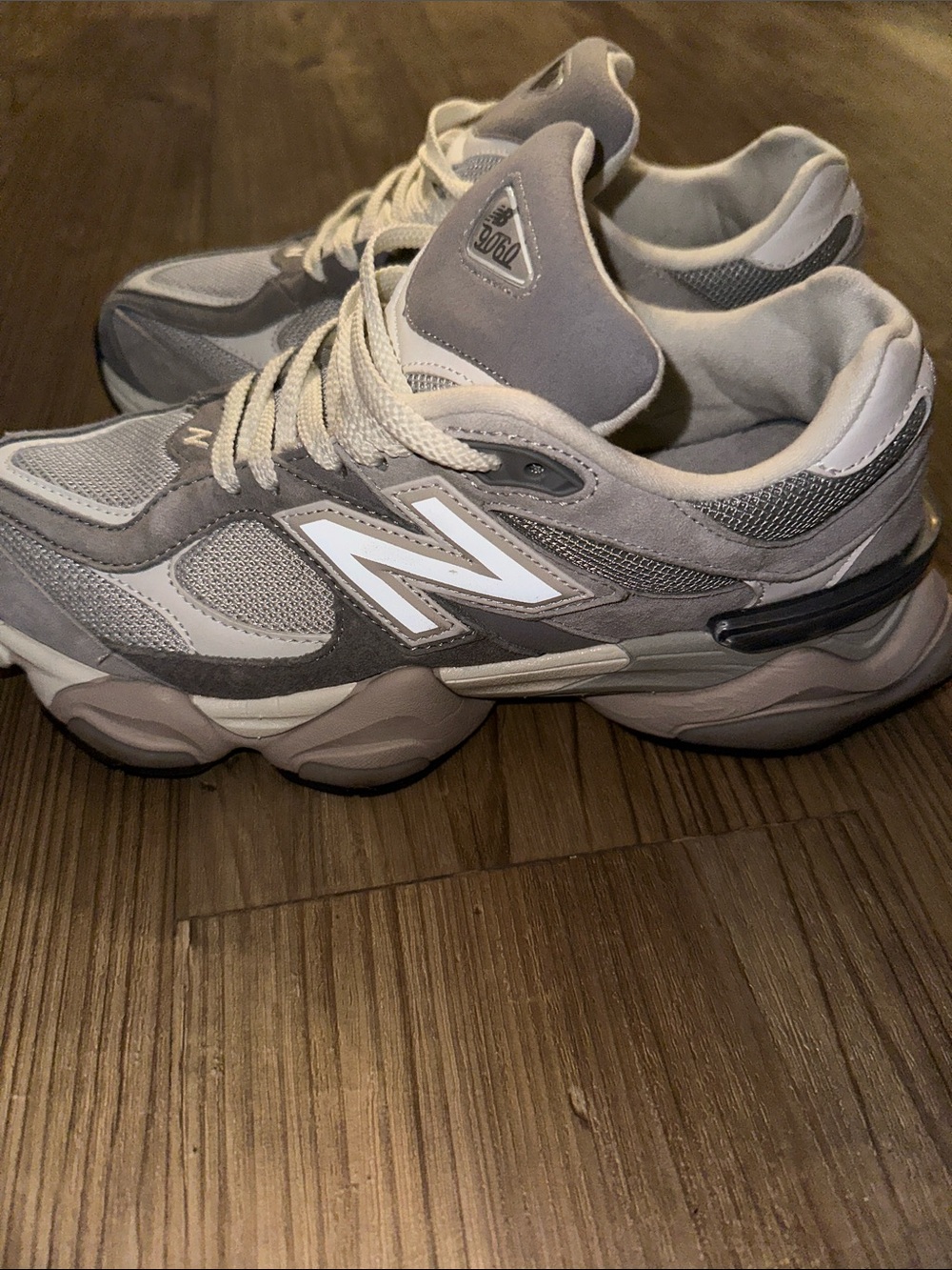 New Balance 9060 Sneaker in Grey and White with Taupe Accents Men 8.5